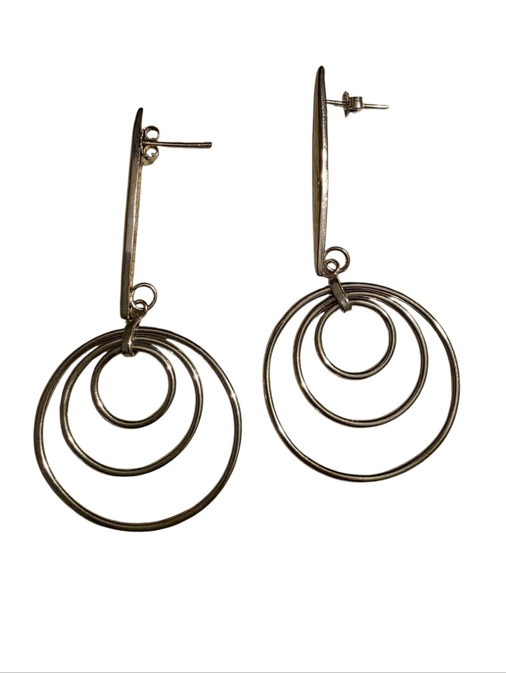 Silver-Tone Concentric Hoop Drop Earrings - Women